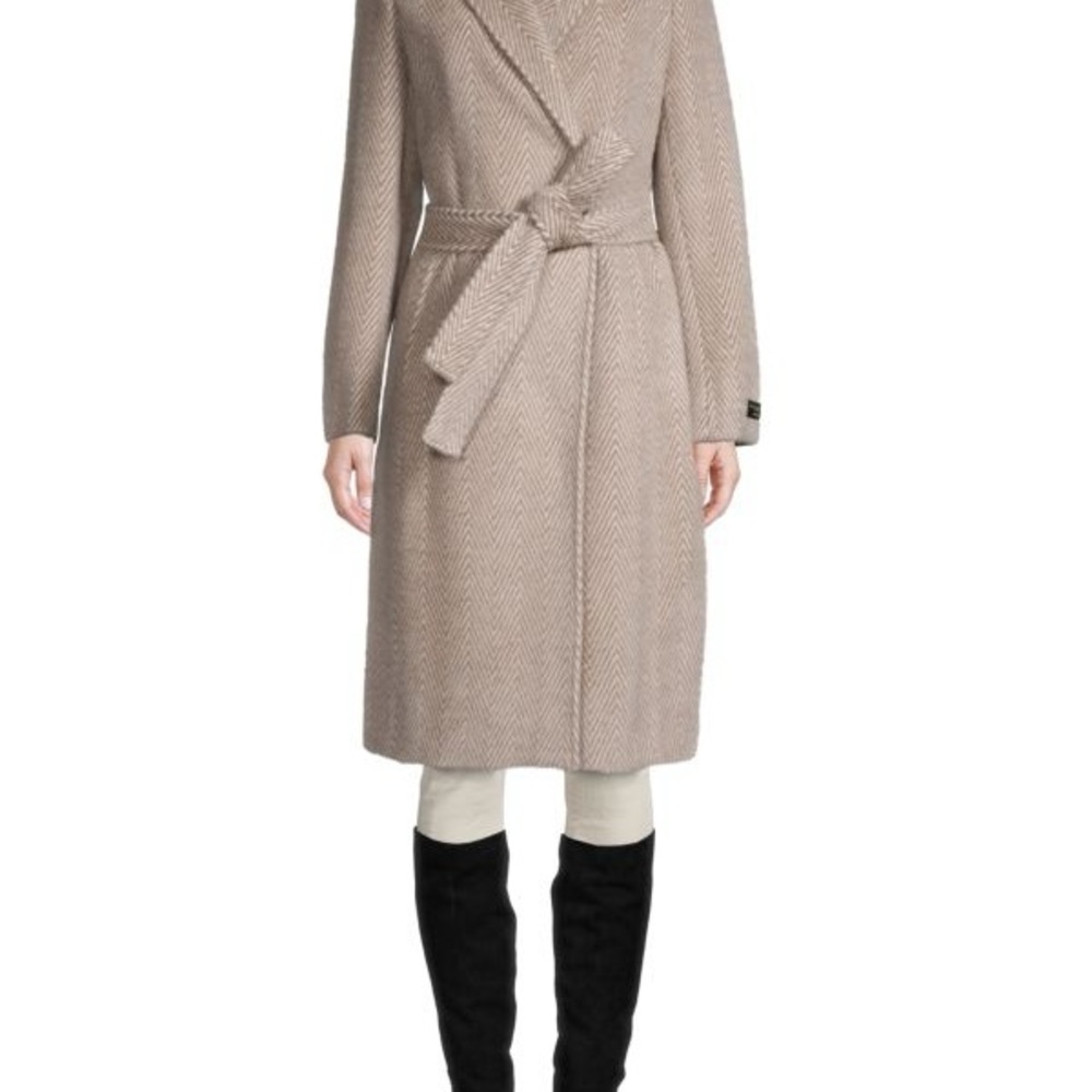 Donna Karan Beige Herringbone Coat NWT - 87% Wool